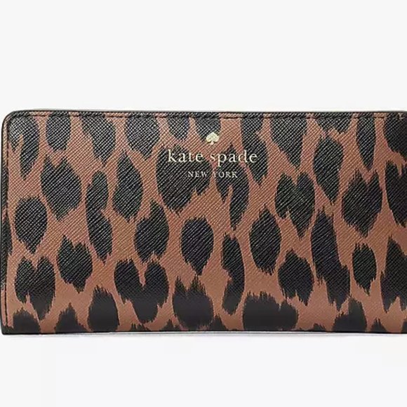 Kate Spade Schuyler Large Slim Bifold Leopard Wallet KE814 NWT $179 Leopard - Picture 2 of 8